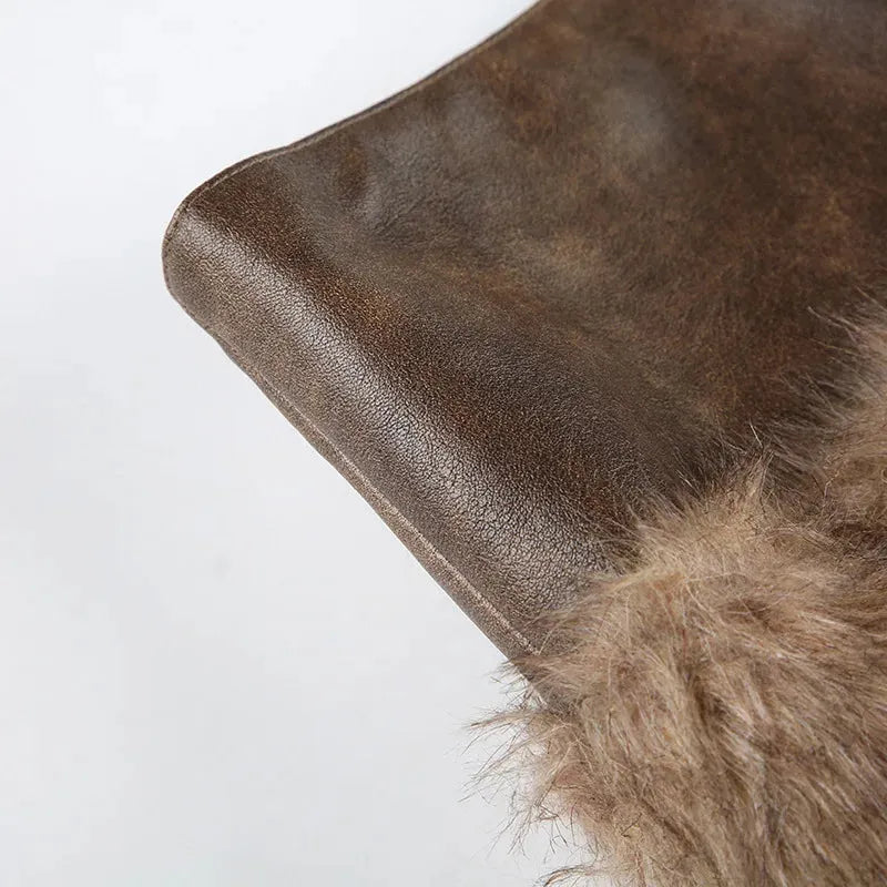 UrbanLaws Sokak Modası Faux Fur Y2K Mini Etek