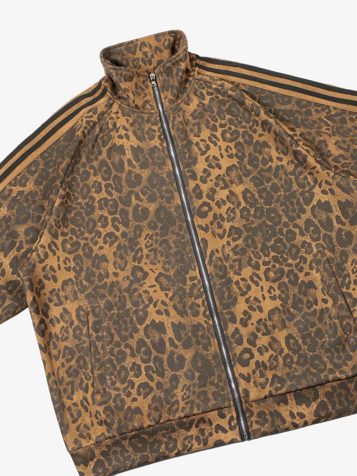 French Terry Cheetah Print Suede Tracksuit - 2277