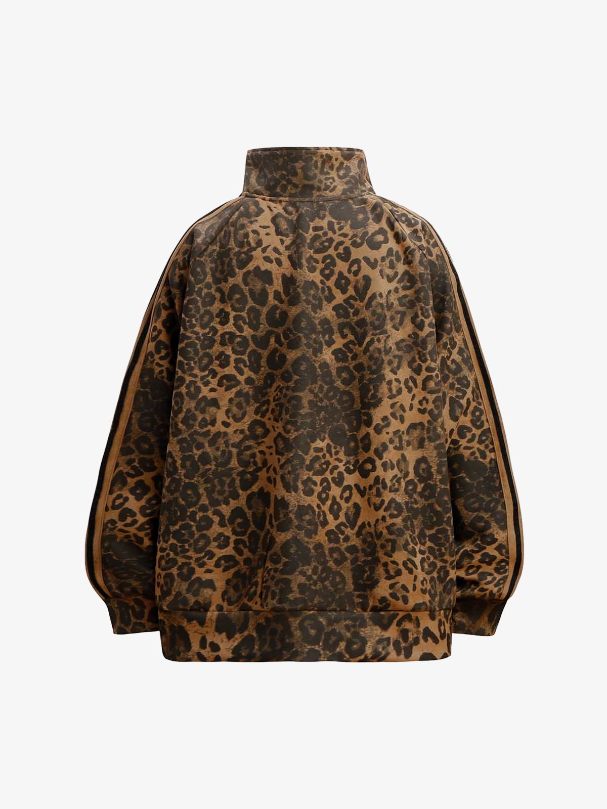 French Terry Cheetah Print Suede Tracksuit - 2277