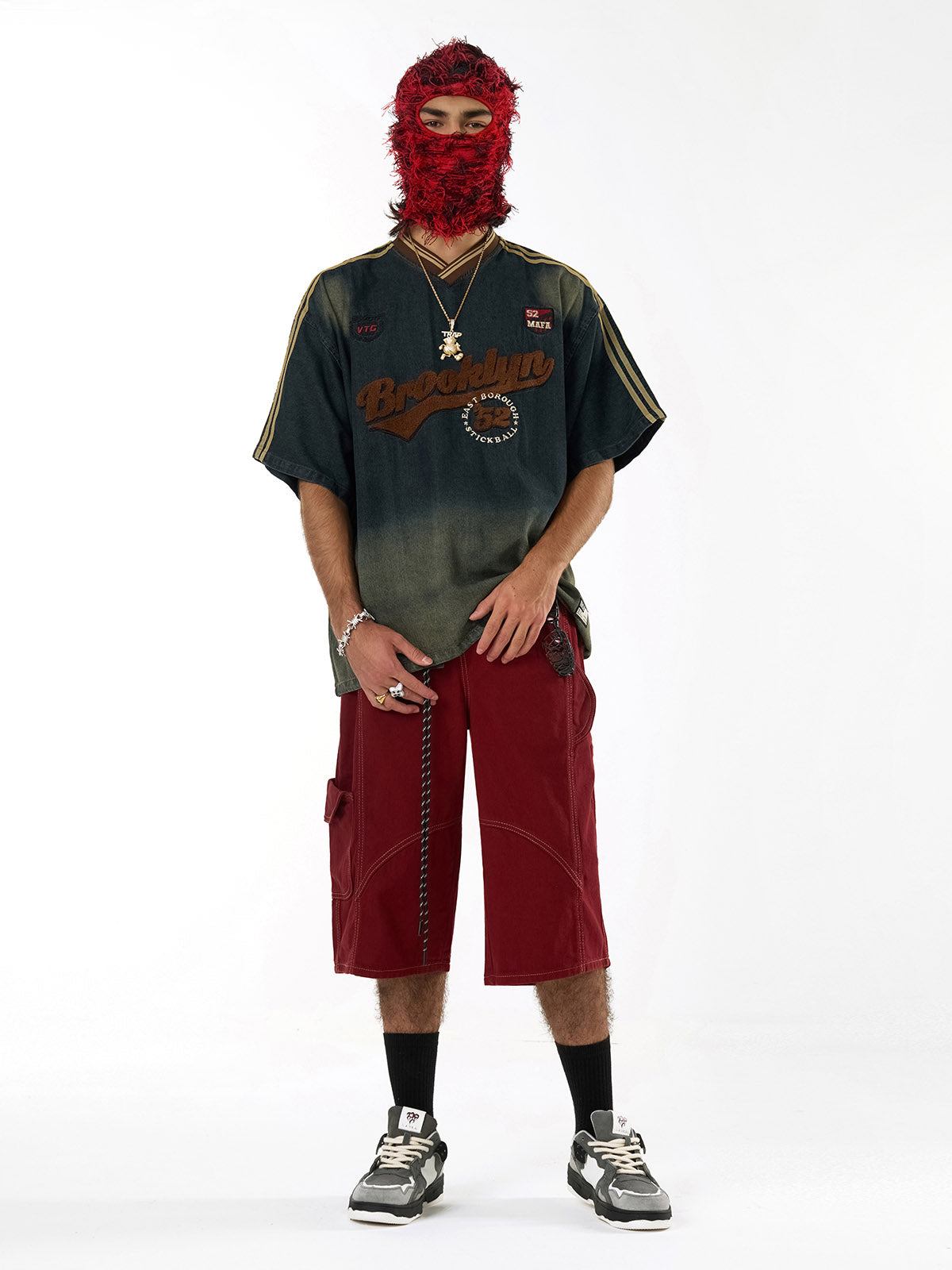 Denim Welt-Embellished Cargo Jorts - 2408