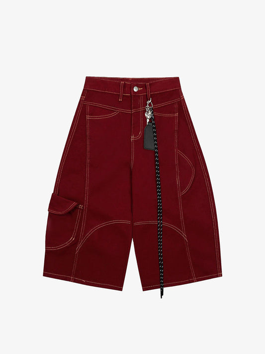 Denim Welt-Embellished Cargo Jorts - 2408
